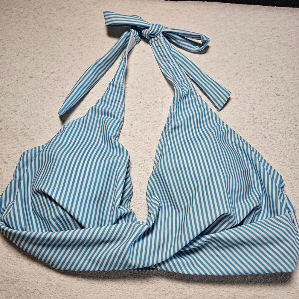 Shein XL Blue White Stripe Bikini Halter Swimwear Beach Vacation Pool Nautical - Picture 4 of 10